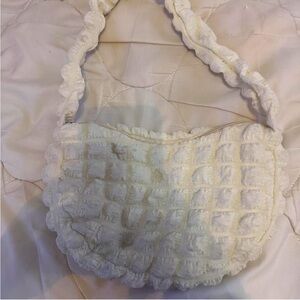 White ruffle shoulder bag